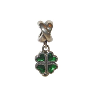 Pandora Lucky 4 Leaf Clover Dangle Green Enamel & Sterling .925 Charm 790572EN25