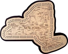 New York State Shape Road Map Cribbage Board