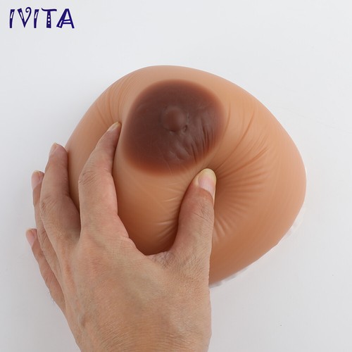 IVITA 1 Pair Triangle Silicone Breast Forms EE Cup Boobs Crossdresser Enhancers - Picture 6 of 12