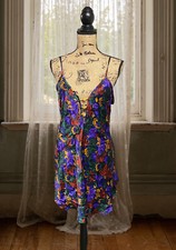 Vintage 90s Cinema Etoile Nightgown Slip Colorful Floral Paisley Size Medium NWT
