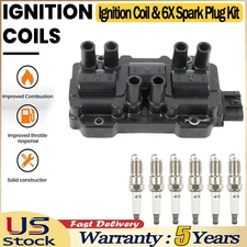 Ignition Coil & 6X Spark Plug Kit For Chevy Pontiac GMC Saturn 3.5L 3.9L UF434