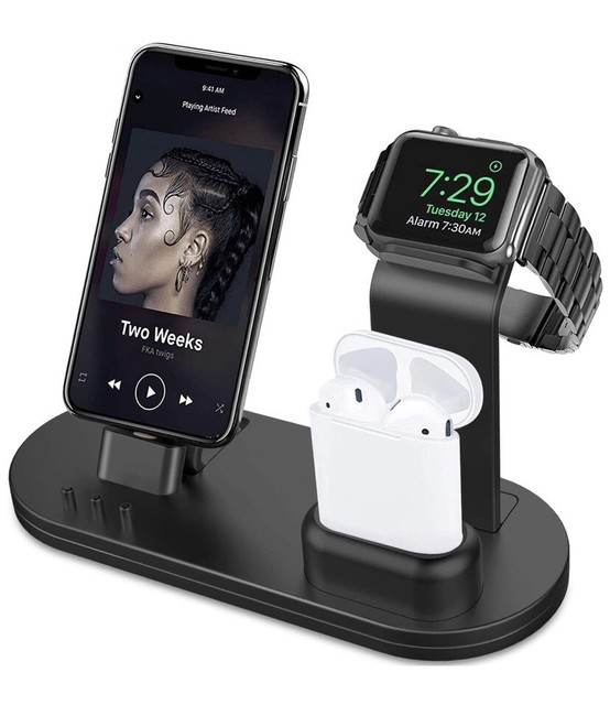 3 In 1 Charging Station Iphone,Apple Watch,Airpod New Open Box Silver