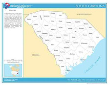 South Carolina State Counties Laminated Wall Map