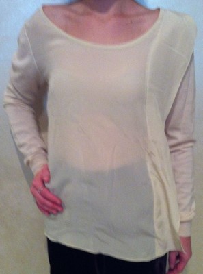 3.1 PHILLIP LIM Ivory Wool/Cotton/Silk Long Sleeve Sweater Blouse~Sz M