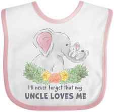 Inktastic I'll Never Forget That My Uncle Loves Me Cute Elephants Baby Bib Lover