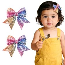 Colorful Glitter Fable Hair Bows Alligator Clips Christmas Kids Accessories