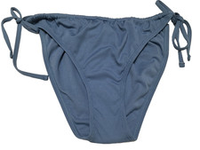 Shade  Shore Womens L 12-14 Ribbed Blue Side Tie Low Rise Cheeky Bikini Bottom