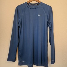 Nike Swim Dri Fit Performance T-Shirt Mens Large Dark Blue UPF 40 Wicking Tee