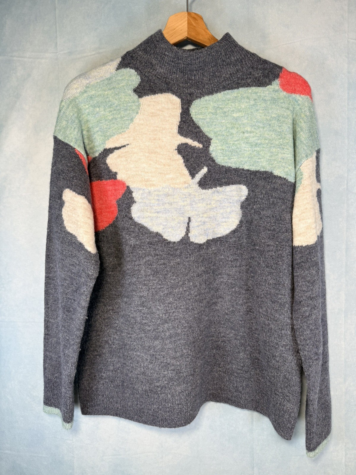 White Stuff Blue Grey Lucy Leaf Pattern Wool Blen… - image 2