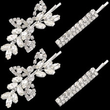 4 Pieces Bridal Hair Clips, Rhinestone Hair Accessories Leaf Wedding Hair Pins C