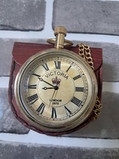 Antique Brass Pocket watch Victoria 1875 vintage with Leather Box Occasion Gift