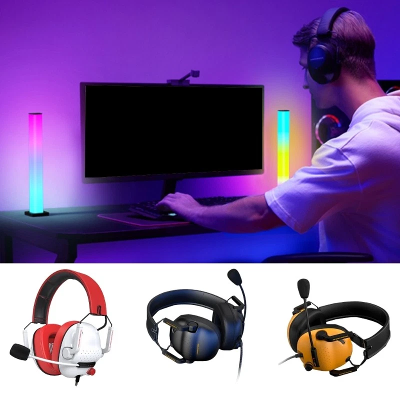 USB Gaming Headset for PC Computer Headphones with Microphone Noise Cancelling - Image 2 of 4