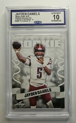 2024 LEAF PRIZED ROOKIE RC JAYDEN DANIELS CCG GEM MINT 10 WASHINGTON COMMANDERS 
