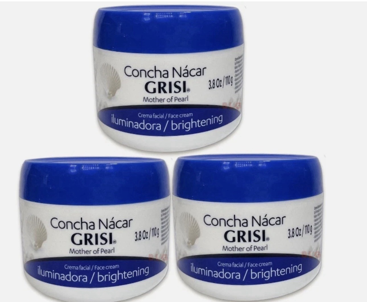 Grisi MOTHER OF PEARL Skin Lightening Cream CONCHA NACAR Aclarante 3.8 oz 3-Pack