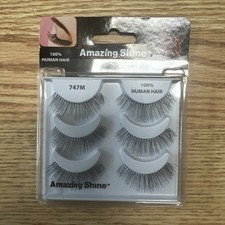 AMAZING SHINE HUMAN HAIR FALSE EYELASHES EYE LASHES - 3 Pair 747M