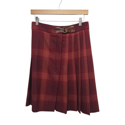 Weekend Max Mara Plaid Wool Mini Skirt Size 10 US Brown Multi Preppy Classic