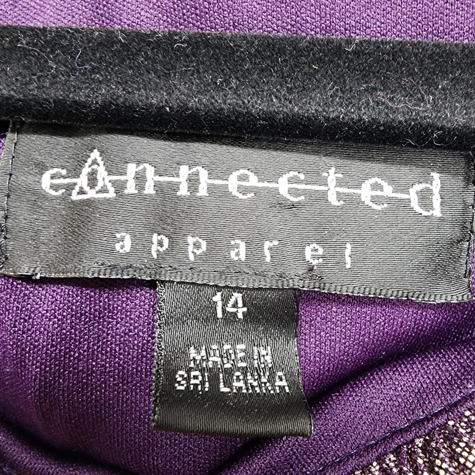 Vestido Connected Apparel Talla 14 Astilla Metálica Brillo Manga Gorra Torcida Frontal Foto 4 de 4