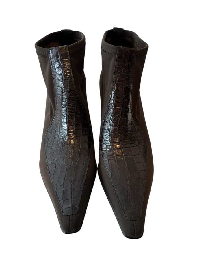 Botas de tacón DONALD J PLINER para mujer talla 7 cuero marrón punta al tobillo nuevas sin caja Foto 3 de 4