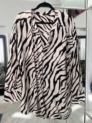 ELLOS Black + White Zebra Print Long Sleeve Blouse (size: 30) (NWOT)