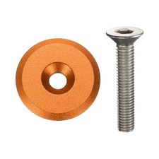 Bicycle Headset Stem Top Cap 1-1/4" OD Matte Surface with M6 Bolt Orange