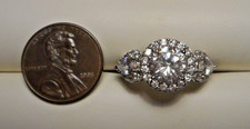 Ladies' Sterling 925 Engagement Ring 2 ct Round CZ w Halo  side stones Size 6