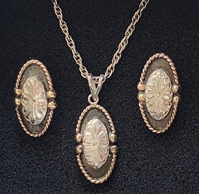 Vintage Vogt Silversmiths Sterling Silver and 14K Gold Filled Western Set
