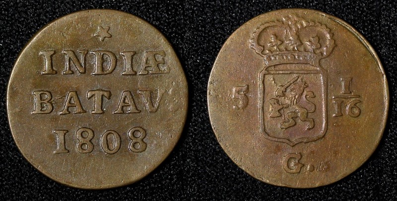 Netherlands East Indies Indonesia Copper 1808 Duit VF KM# 76  (28 525)