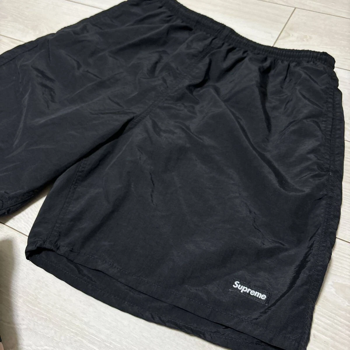 Short d'eau en nylon noir petit short de bain baggy short taille E M Supreme