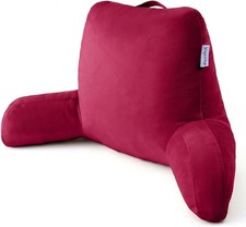 Reading Pillow for Bed Sitting Up, Adults and Teens Backrest with Arms, Velve