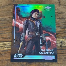 Sabine Wren 2024 Topps Chrome Star Wars GREEN 71/99 Refractor Card 3