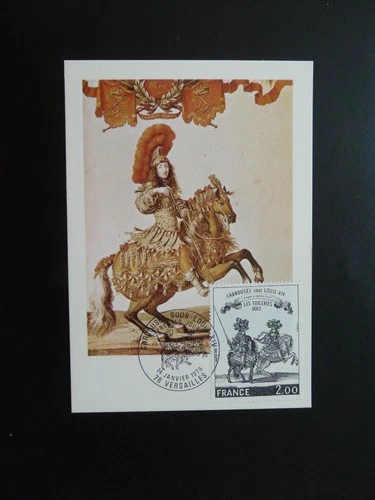 art engraving King Louis XIV horse maximum card France 1978