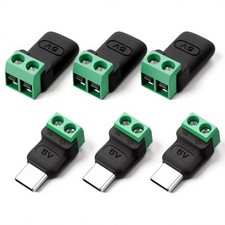 6PCS USB C 2pin Solderless Adapter, USB Type-C Male to 2pin Terminal Charging