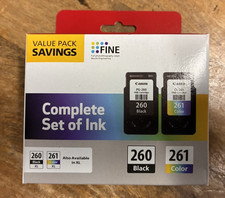 Genuine Canon PG-260 Black Ink Cartridge  CL-261 Color Ink Cartridge Value PACK