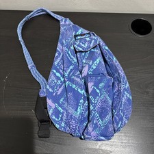 KAVU Rope Sling Crossbody Bag Blue Purple Nylon Backpack Adjustable Strap Hiking