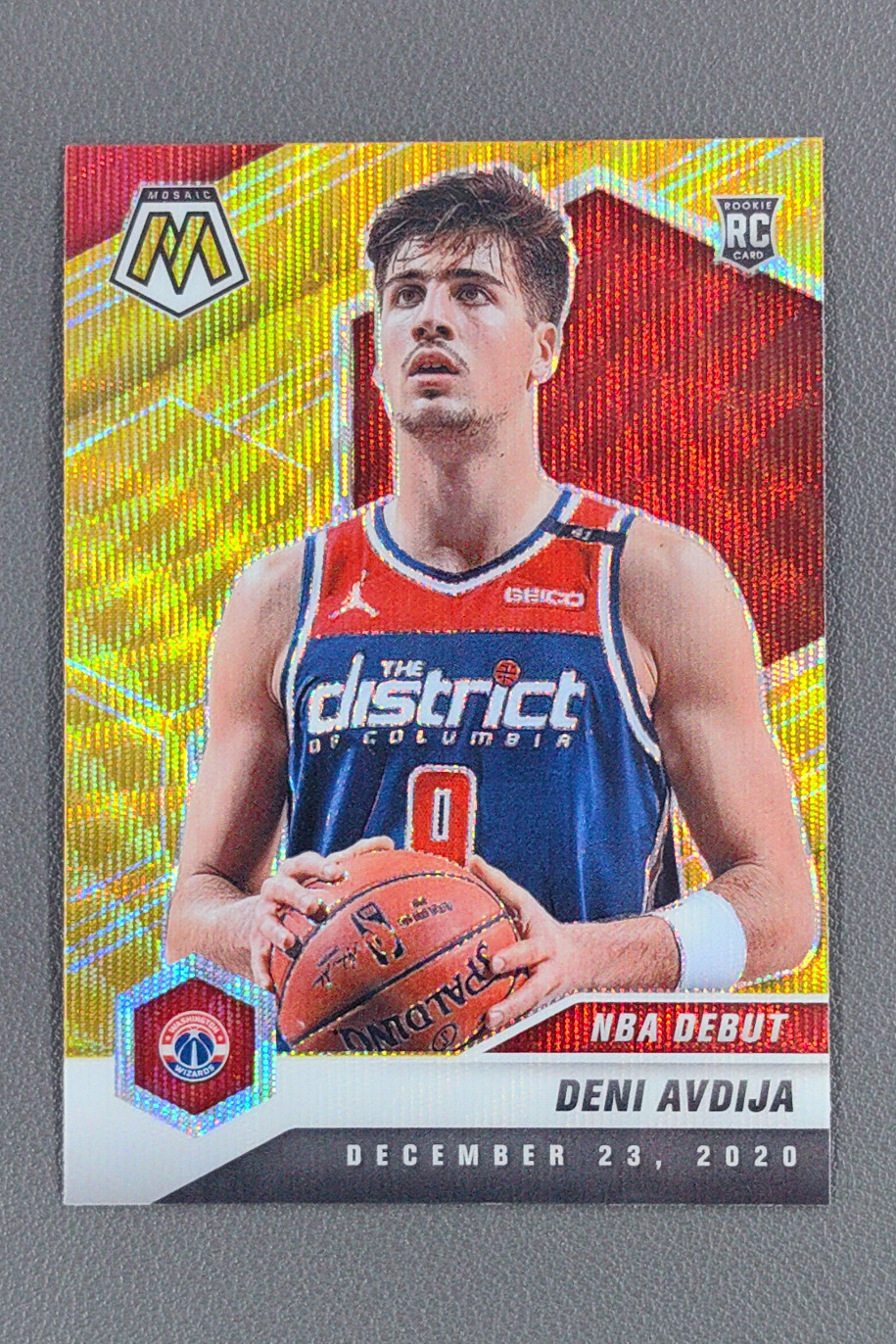 2020-21 Panini Mosaic Deni Avdija NBA Debut Gold Wave RC Rookie #272 Wizards