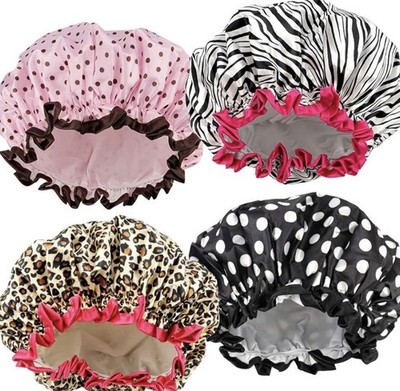 TCOTBE 4 Pieces Shower Cap For Women, Elastic And Reusable. Environmental P 
