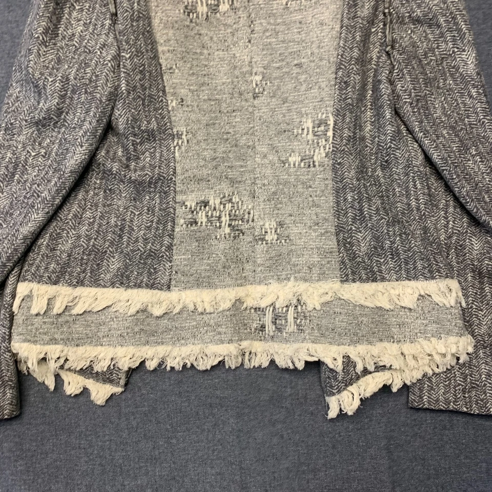 Kobi Halperin Women's Blazer Size M Gray Herringbone Fringed Trim Casual Chic - Image 4 of 4