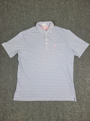 Johnnie-O Grady Men's Golf Polo Shirt Confeti Pink Striped Short Sleeve