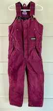 Berne Youth Softstone Duck Bib Overalls Insulated Snow Work Purple / Plum 4T