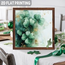Elegant St Patricks Day Decoration Wooden Plaque Watercolor Clover Accent Sign