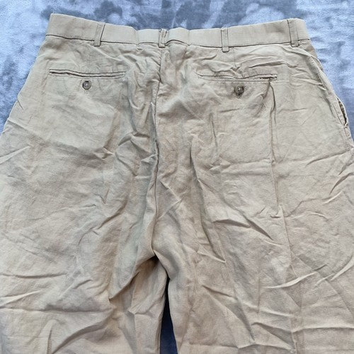 Vintage Polo Ralph Lauren Pants Men 34 Brown Linen Silk Old money Casual Trouser - Picture 18 of 19