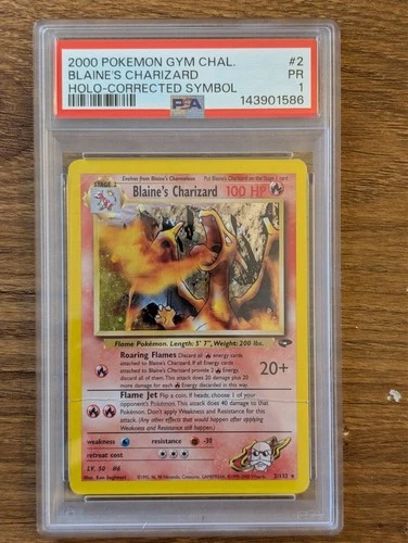 Pokemon Gym Challenge PSA 1 Blaine's Charizard Holo #2 Corrected Fighting Symbol