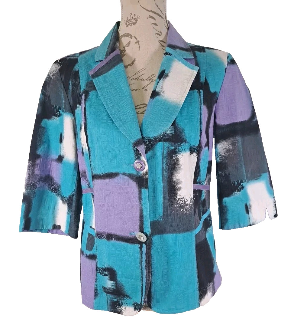 AVALON Collection Patchwork Effect Jacket Blue Pu… - image 1