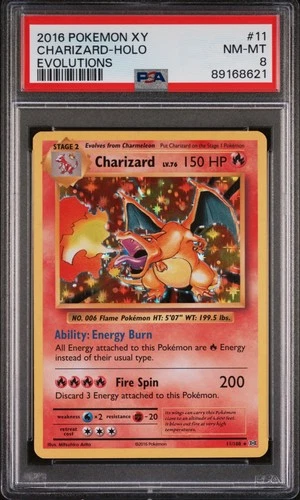 2016 XY Evolutions Charizard Holo PSA 8, #11/108, Pokemon, NM-MT