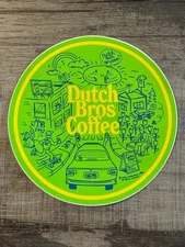 Dutch Bros Sticker Dutch Bros Coffee Car Cityscape Yellow Green February 2023