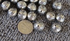12mm Aztec Pattern Bench Beads 10pcs Sterling Silver USA