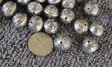 12mm Aztec Pattern Bench Beads 10pcs Sterling Silver USA