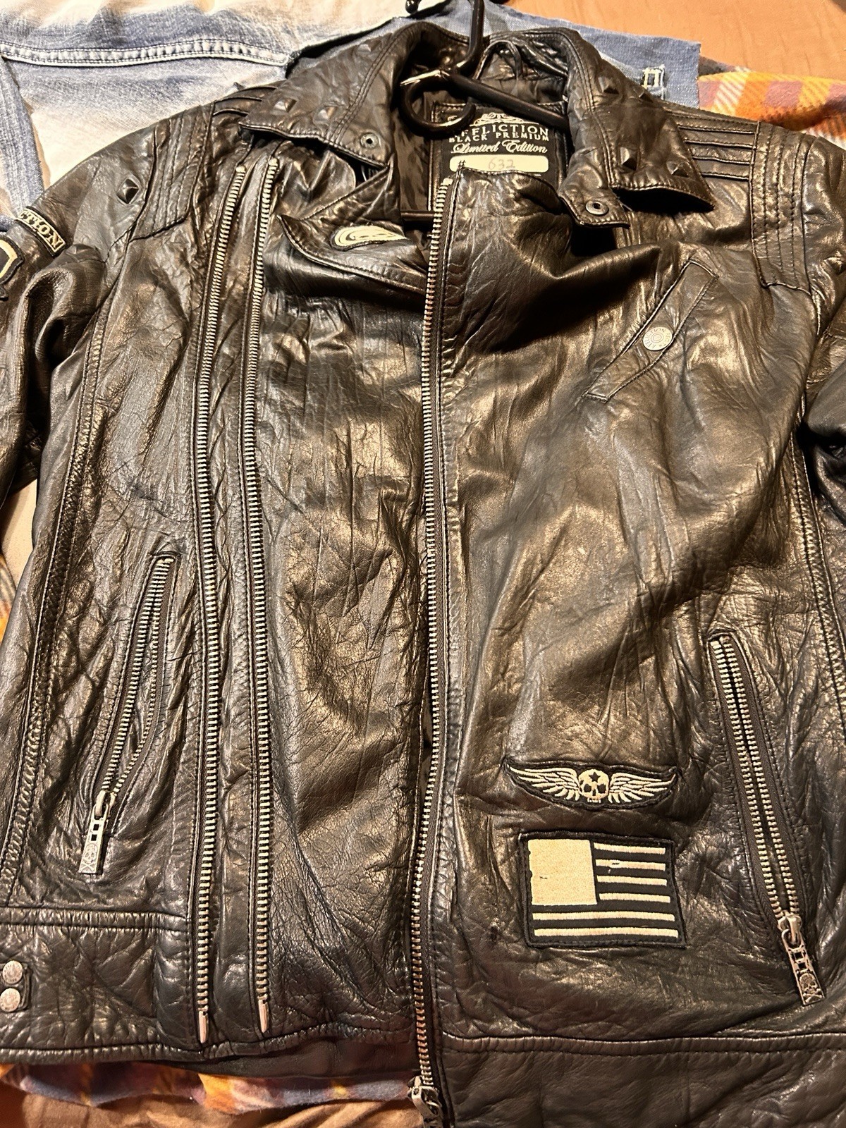 Numbered Black Affliction Leather Jacket - image 5