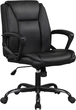Home Office Chair Ergonomic PU Leather Desk Chair Mid Back, Swivel and Armrests