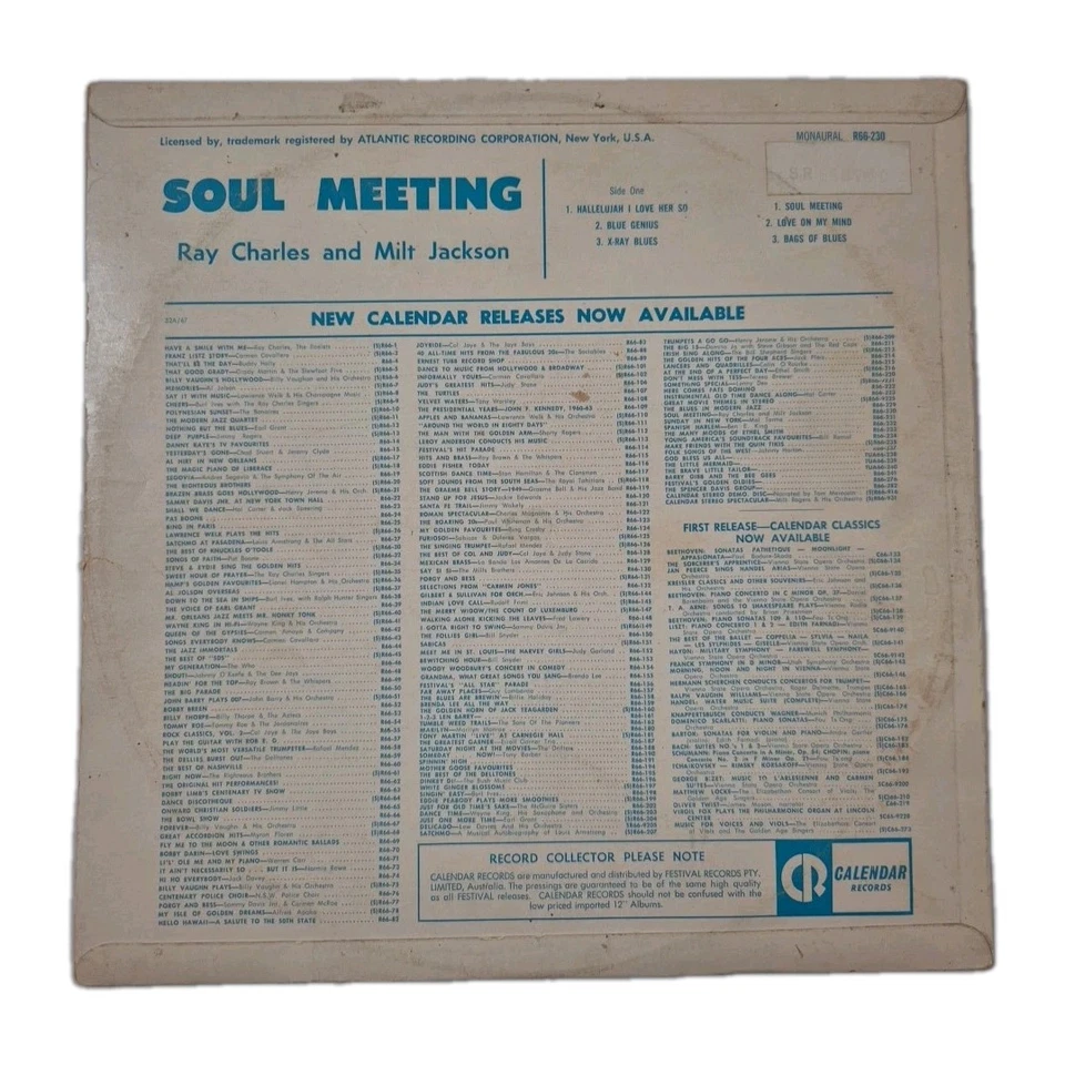 RAY CHARLES & MILT JACKSON 'Soul Meeting' 12" Vinyl LP Record Record MONO - Image 2 of 4